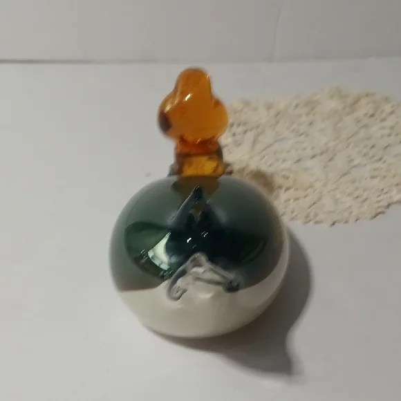 Murano Glass Duck Figurine - Green and Amber - Picture 9 of 13